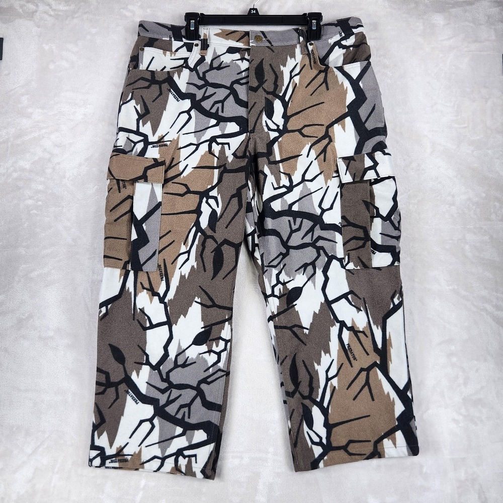 Cabela's Pants Mens 38x26 Brown Predator Fleece Camo Cargo Hunting Outdoor